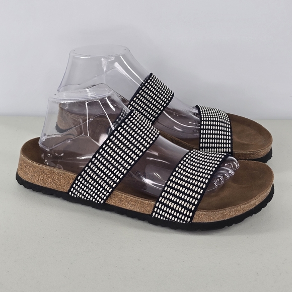 Birki’s by Birkenstock Curacao Black & White Stretch Strap Sandals Women’s 10 - Picture 4 of 10